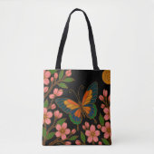 Butterfly Cherry Blossom Moon Tasche (Vorderseite)