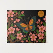 Butterfly Cherry Blossom Moon Wandteppich (Vorderseite (Horizontal))