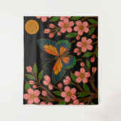 Butterfly Cherry Blossom Moon Wandteppich (Vorderseite)