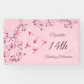 Butterfly Cherry blüht Rosa Glitzer Banner (Horizontal)