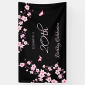 Butterfly Cherry Blüten Rosa Schwarz Banner (Vertikal)