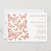 Butterfly Chic Baby Dusche | Dusty Burnt Orange Einladung (Vorderseite)