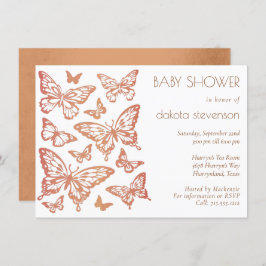 Butterfly Chic Baby Dusche | Dusty Burnt Orange Einladung