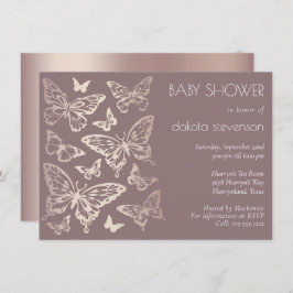 Butterfly Chic Baby Dusche | Kupfer-Rose Gold Einladung