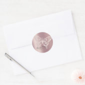 Butterfly Chic Branding | Blush Rose Gold Metallic Runder Aufkleber (Umschlag)