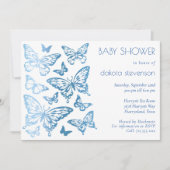 Butterfly Chic | Classic Blue Shine Baby Dusche Einladung (Vorderseite)