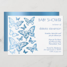 Butterfly Chic | Classic Blue Shine Baby Dusche Einladung