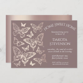 Butterfly Chic Housewarming | Kupfer-Rose Gold Einladung