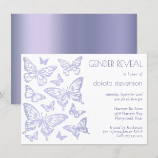 Butterfly Chic | Lila Geschlechtszugehörigkeit Einladung