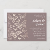 Butterfly Chic Wedding | Blush Rose Gold Metallic Einladung (Vorderseite)
