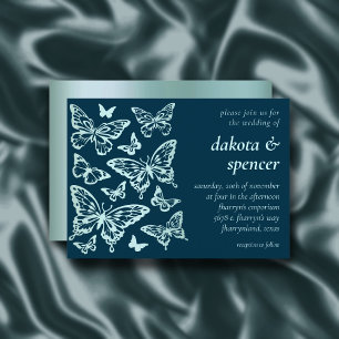 Butterfly Chic Wedding   Minze grün und Aquamarin  Einladung