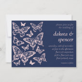 Butterfly Chic Wedding | Rosa und blau Einladung (Vorderseite)