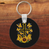Butterfly Christliche, blühende Sonnenblume Schlüsselanhänger (Vorderseite)
