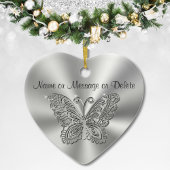 Butterfly Christmas Ornaments with 2 Text Boxes Keramik Ornament