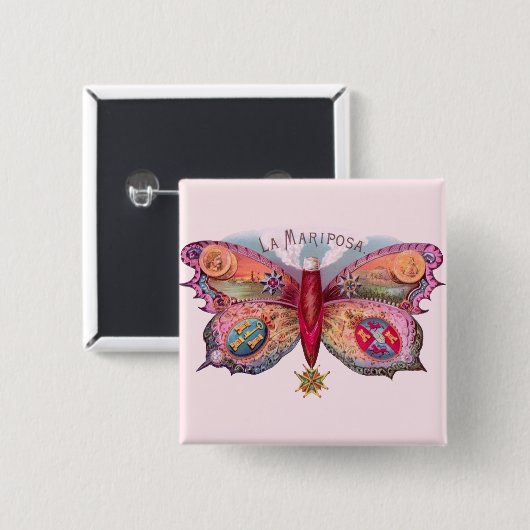 Butterfly Cigar Antique Malerei Werbung Button (Vorne & Hinten)