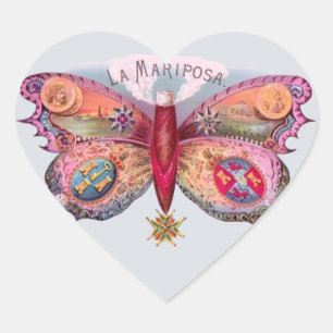 Butterfly Cigar Antique Malerei Werbung Herz-Aufkleber
