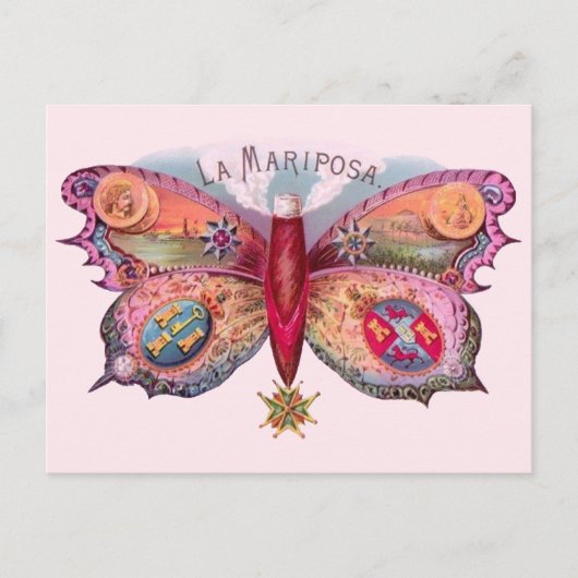 Butterfly Cigar Antique Malerei Werbung Postkarte (Vorderseite)