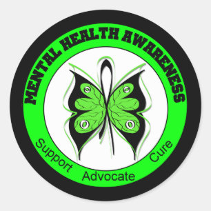 Butterfly Circle Mental Health Awareness Runder Aufkleber