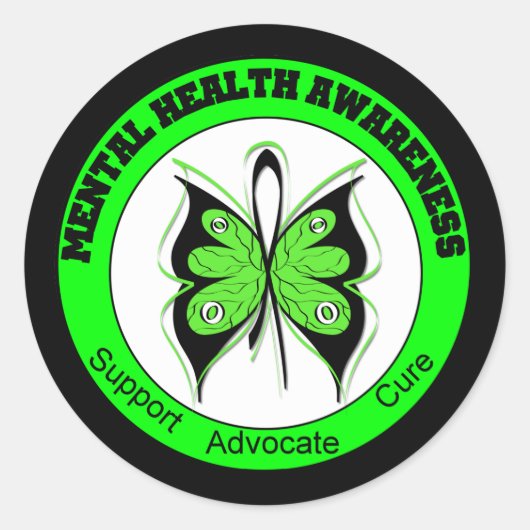 Butterfly Circle Mental Health Awareness Runder Aufkleber (Vorderseite)