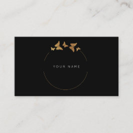 Butterfly Circles Golden Foil Black Vip Visitenkarte
