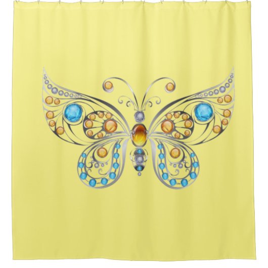 Butterfly Classy Light Yellow Duschvorhang (Vorderseite)