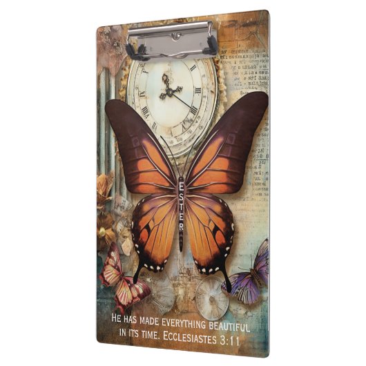 Butterfly Clock Clipboard Ecclesiastes 3:11  Klemmbrett (Links)