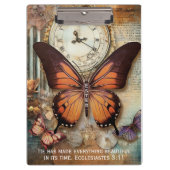 Butterfly Clock Clipboard Ecclesiastes 3:11  Klemmbrett (Vorderseite)