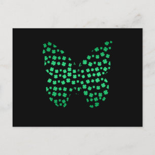 Butterfly Clover Irish St Patricks Day Kleeblatt Postkarte