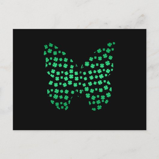 Butterfly Clover Irish St Patricks Day Kleeblatt Postkarte (Vorderseite)