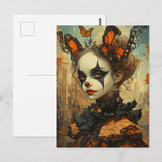 Butterfly Clown Postkarte (Vorne/Hinten)