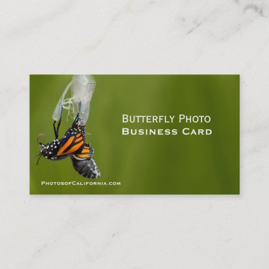 Butterfly Cocoon Photo Business Card Template Visitenkarte (Vorderseite)
