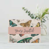 Butterfly Collection Antike Schmetterlinge Einladung (Stehend Vorderseite)