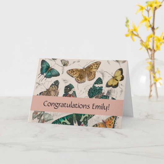 Butterfly Collection Antike Schmetterlinge Karte (Gelbe Blume)