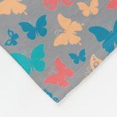 Butterfly cooles Muster Beige Rosa Türkis Grau Fleecedecke (Ecke)