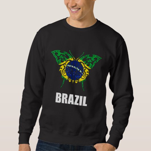 Butterfly Creepy Brazilian Flag Brasilian Brazil F Sweatshirt (Vorderseite)
