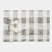 Butterfly Creme Karierte Streifen Geschirrtuch (Horizontal)