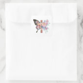 Butterfly Cross Faith floral Quadratischer Aufkleber (Tasche)