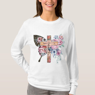 Butterfly Cross Faith floral T-Shirt