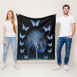Butterfly Crystal Tree Fleece Blanket