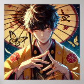 Butterfly Curse: Flame-Eyed Warrior Anime Poster (Vorne)