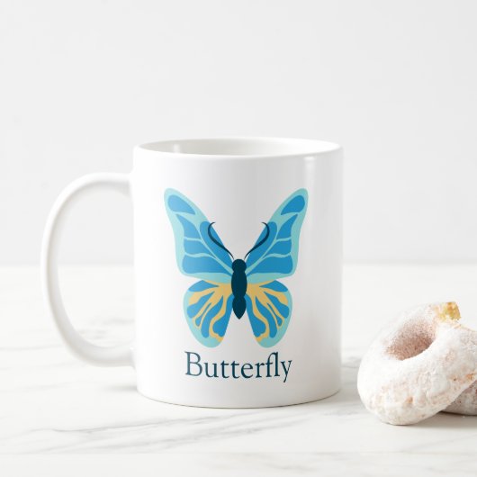 Butterfly Custom Color Graphic Personalisiert Name Kaffeetasse (Mit Donut)