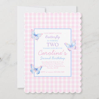Butterfly Custom Foto Zweiter Geburtstag Einladung