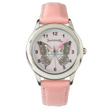 Butterfly & Custom Name on Soft Pink