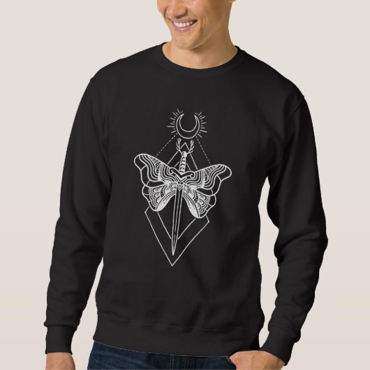Butterfly Dagger Moon Sacred Geometry Alchemy Esot Sweatshirt (Vorderseite)