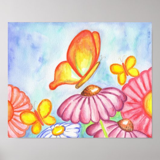 Butterfly Daisy Art Print Poster (Vorne)