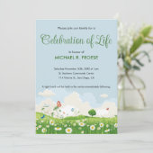 Butterfly Daisy Meadow Celebration of Life Foto Einladung (Stehend Vorderseite)