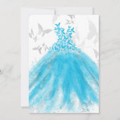 Butterfly Dance Aqua Blue Dress Brautparty Einladung (Rückseite)