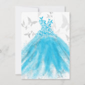 Butterfly Dance Aqua Blue Dress Sweet 16 Party Einladung (Rückseite)