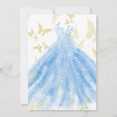 Butterfly Dance Blue Dress Gold Brautparty Invi Einladung (Rückseite)