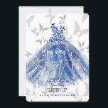 Butterfly Dance Blue Dress Silver Sweet 16 Einladung<br><div class="desc">Anpassen für jedes Ereignis</div>